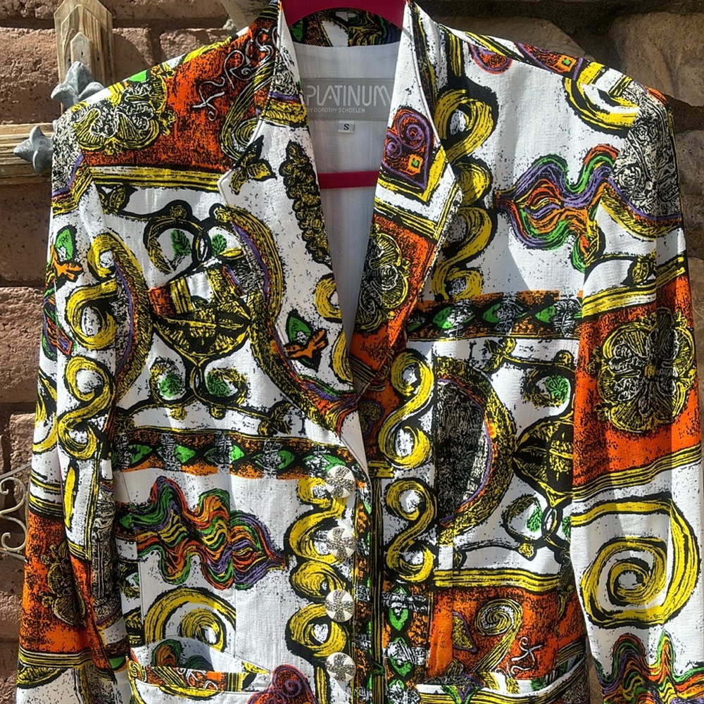 Vintage Platinum by Dorothy Schoelen Colorful Blazer Oversized Artsy Size Small - Picture 4 of 13